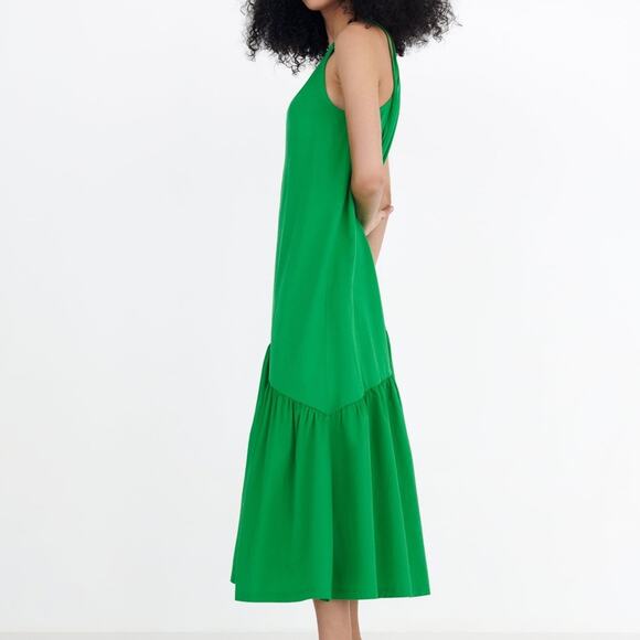 Zara Green Combined Asymmetric Dress. - Picture 3 of 10